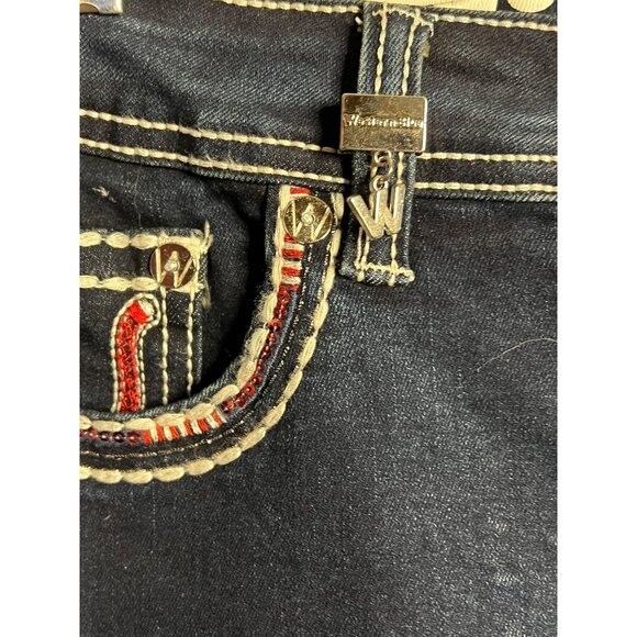 NWT Western Blue Jeans Size 13 Boot Cut Dark Wash Horse Shoe Design - Picture 16 of 16